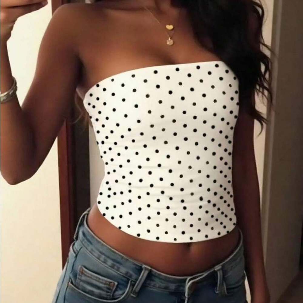 Polka Dot Strapless Top